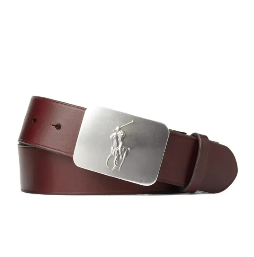 Polo Ralph Lauren Pony Plaque Leather Belt Dark Brown Size 34